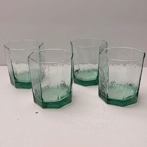 Libby Facets Green MCM Octagon Rock Glasses Set of 4
